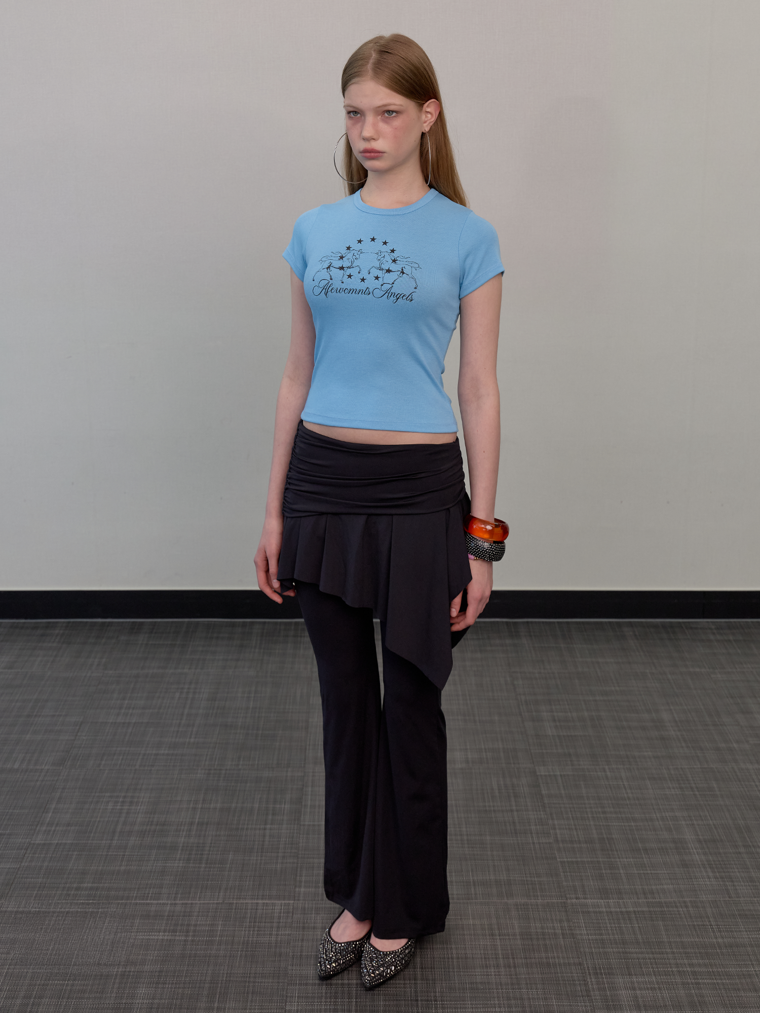 Horse star logo tee sky blue