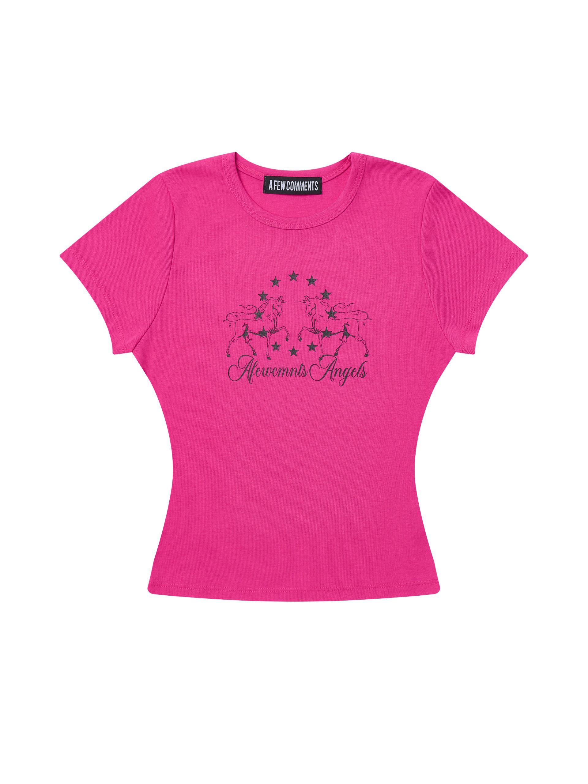 Horse star logo tee hot pink