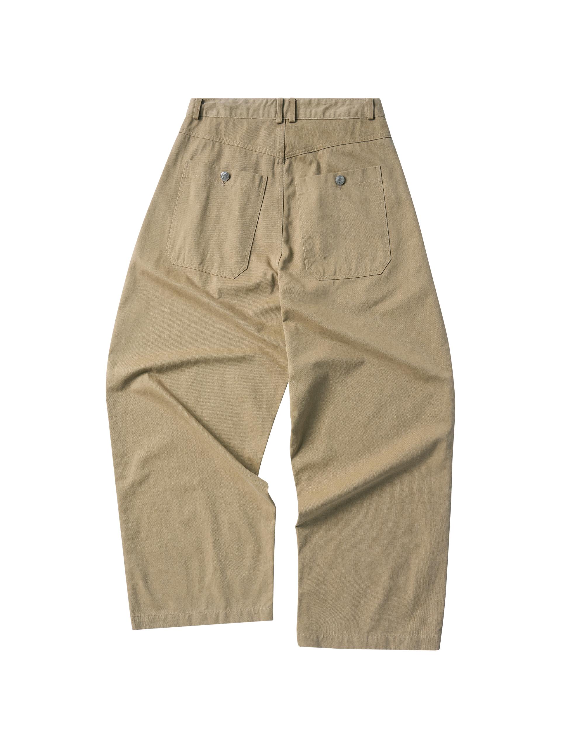 Washed metal button chino pants beige