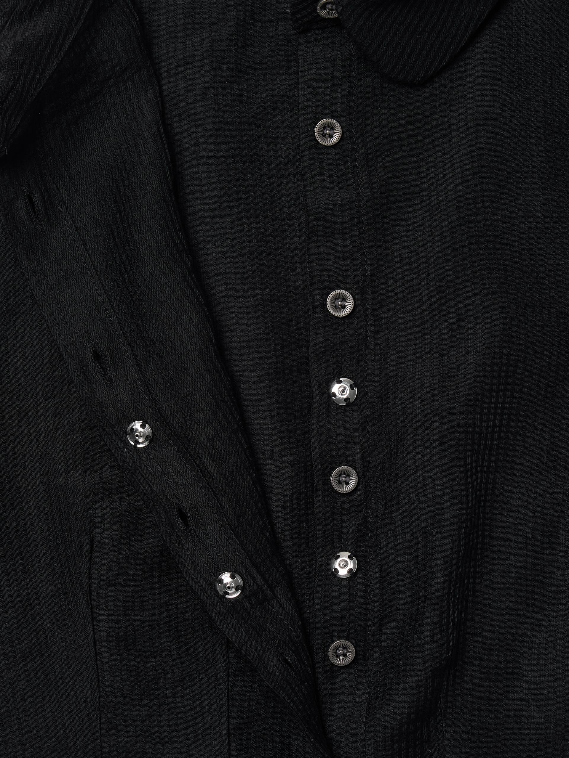 Metal button pleated blouse black