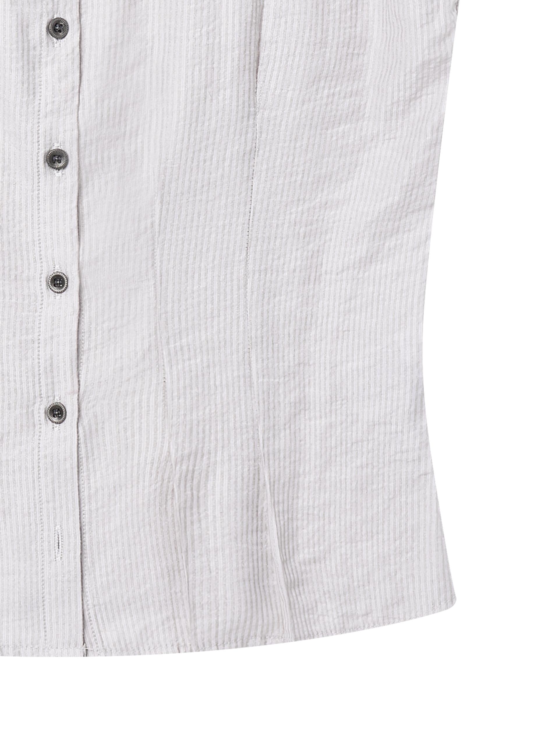 Metal button pleated blouse beige