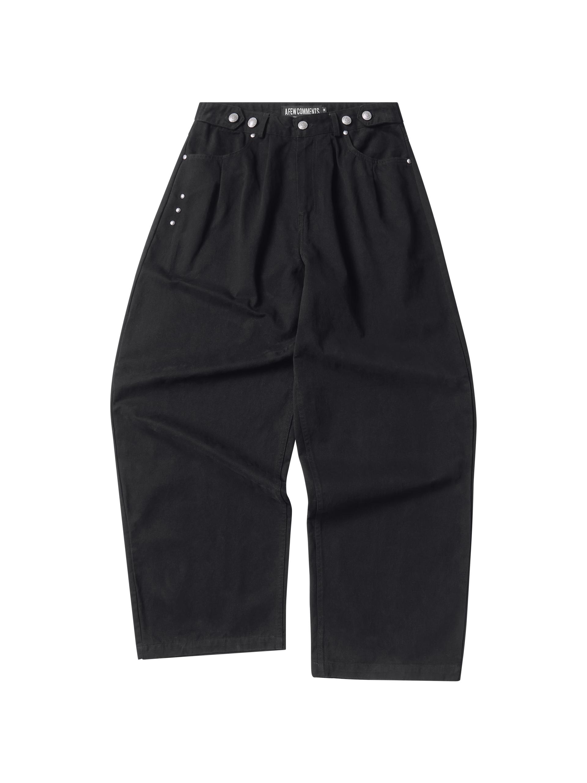 Washed metal button chino pants black