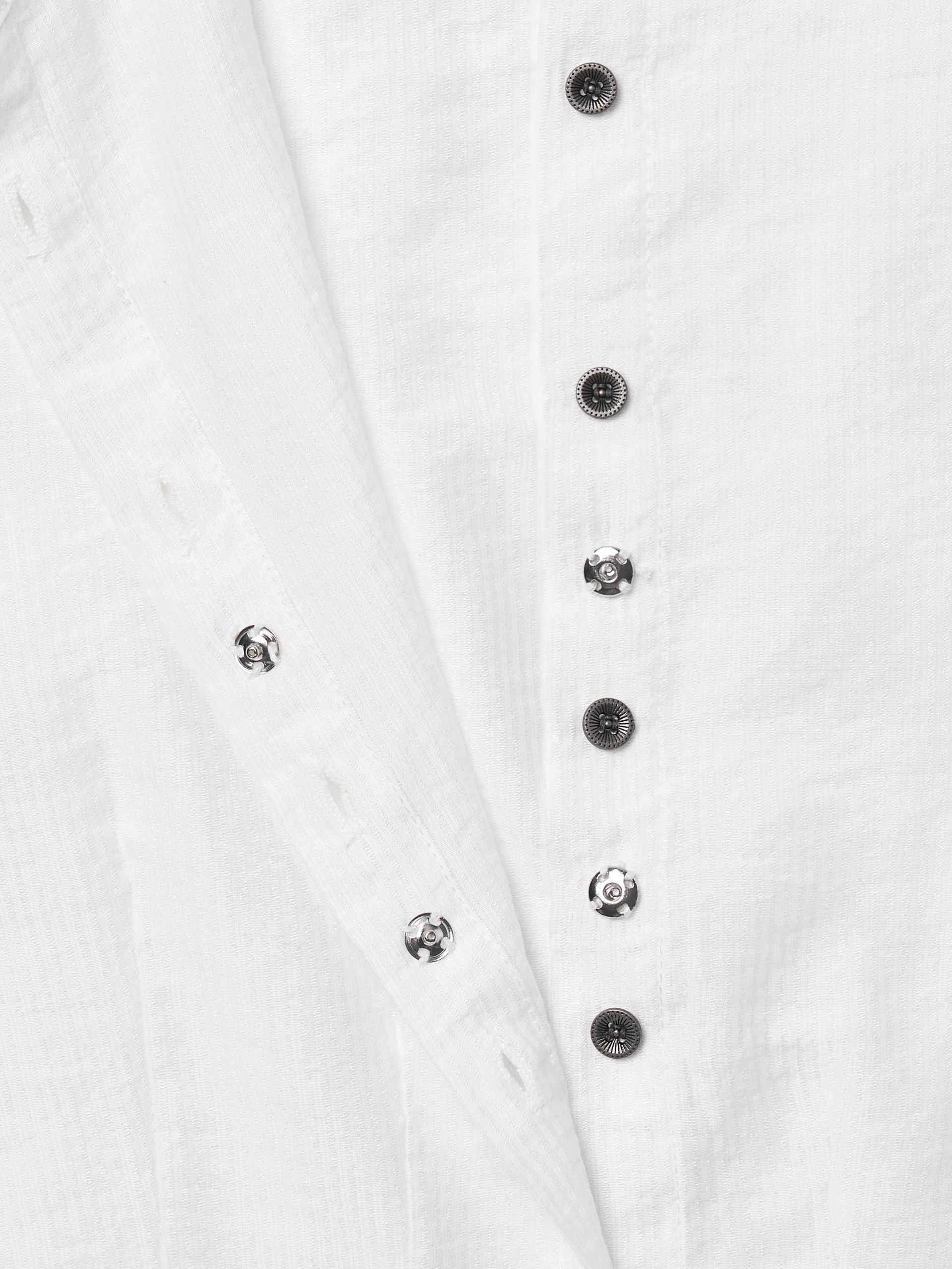 Metal button pleated blouse white