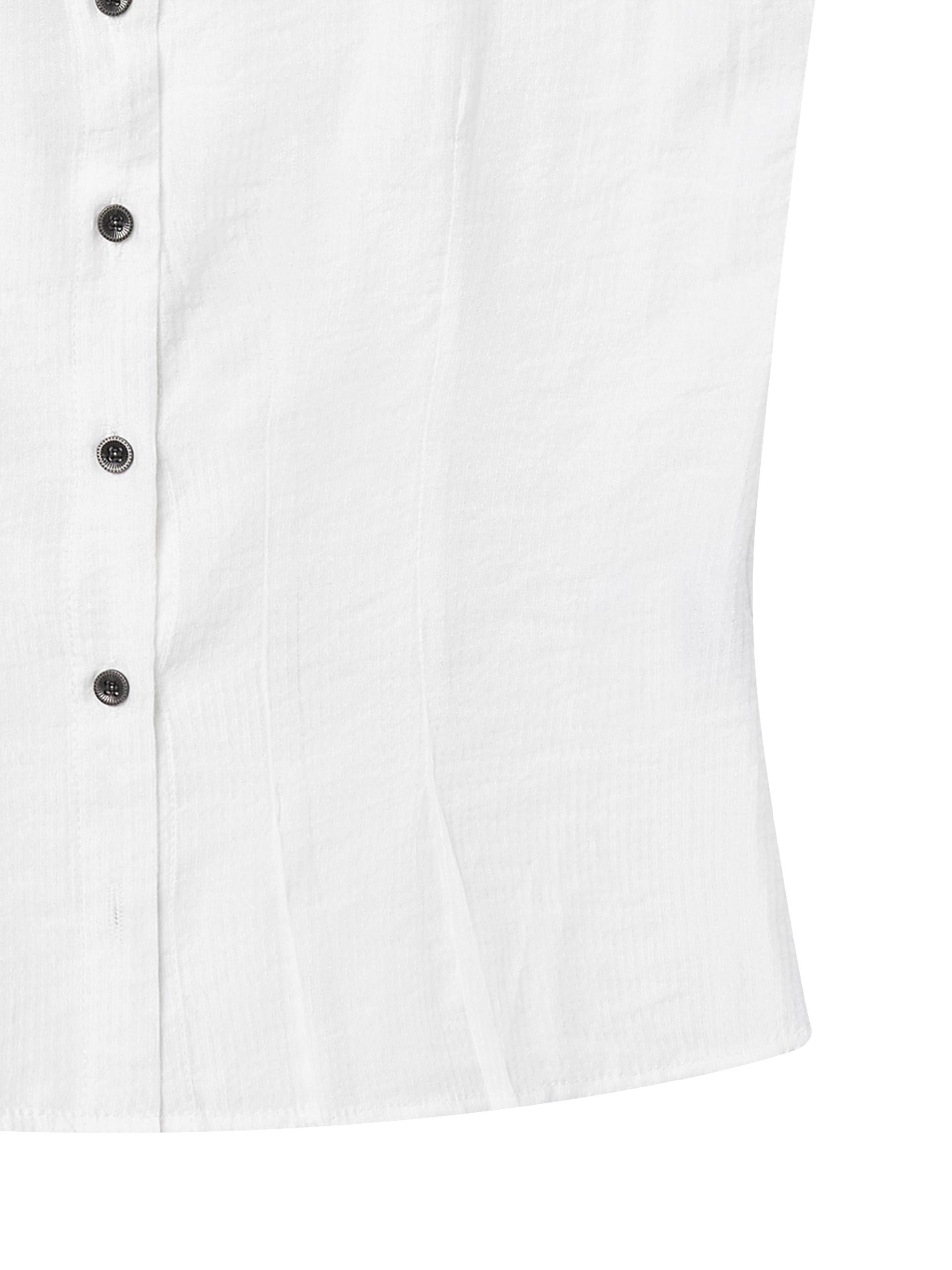 Metal button pleated blouse white