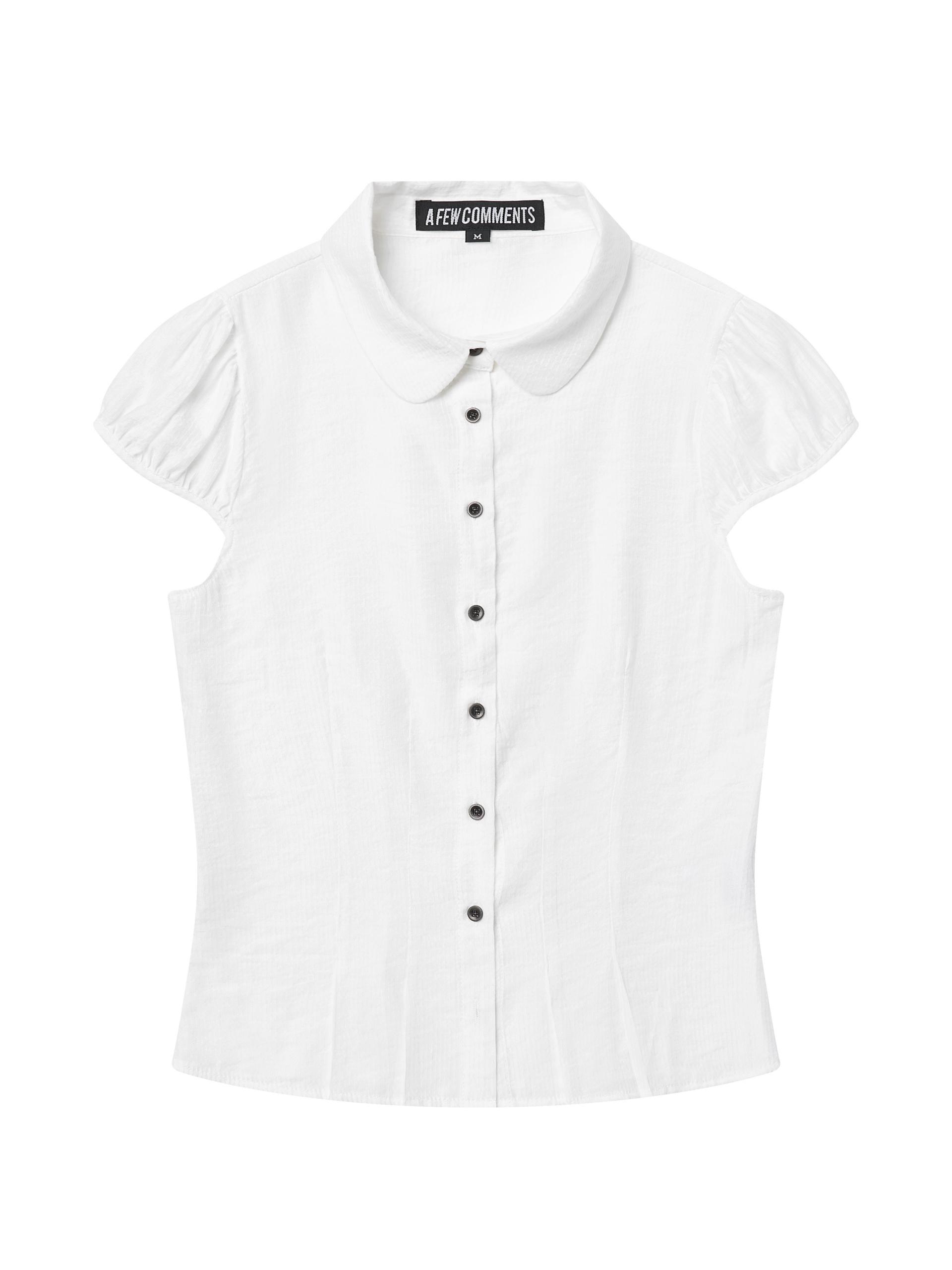 Metal button pleated blouse white