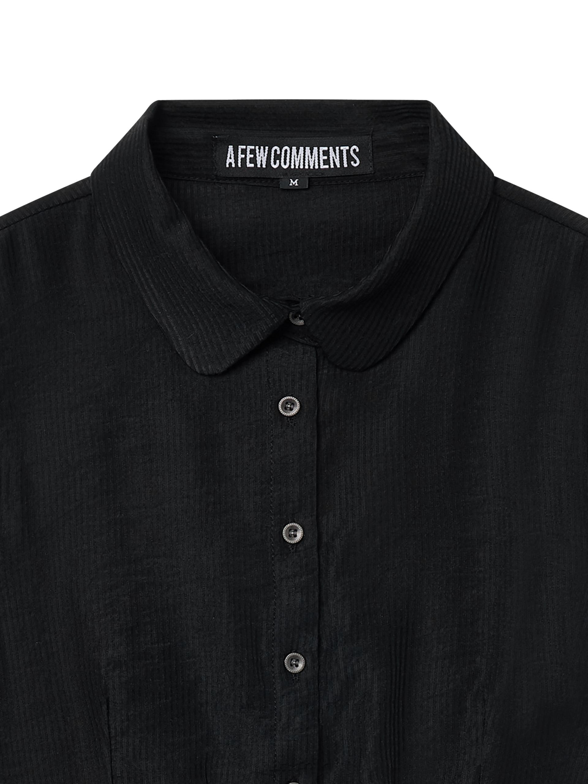 Metal button pleated blouse black