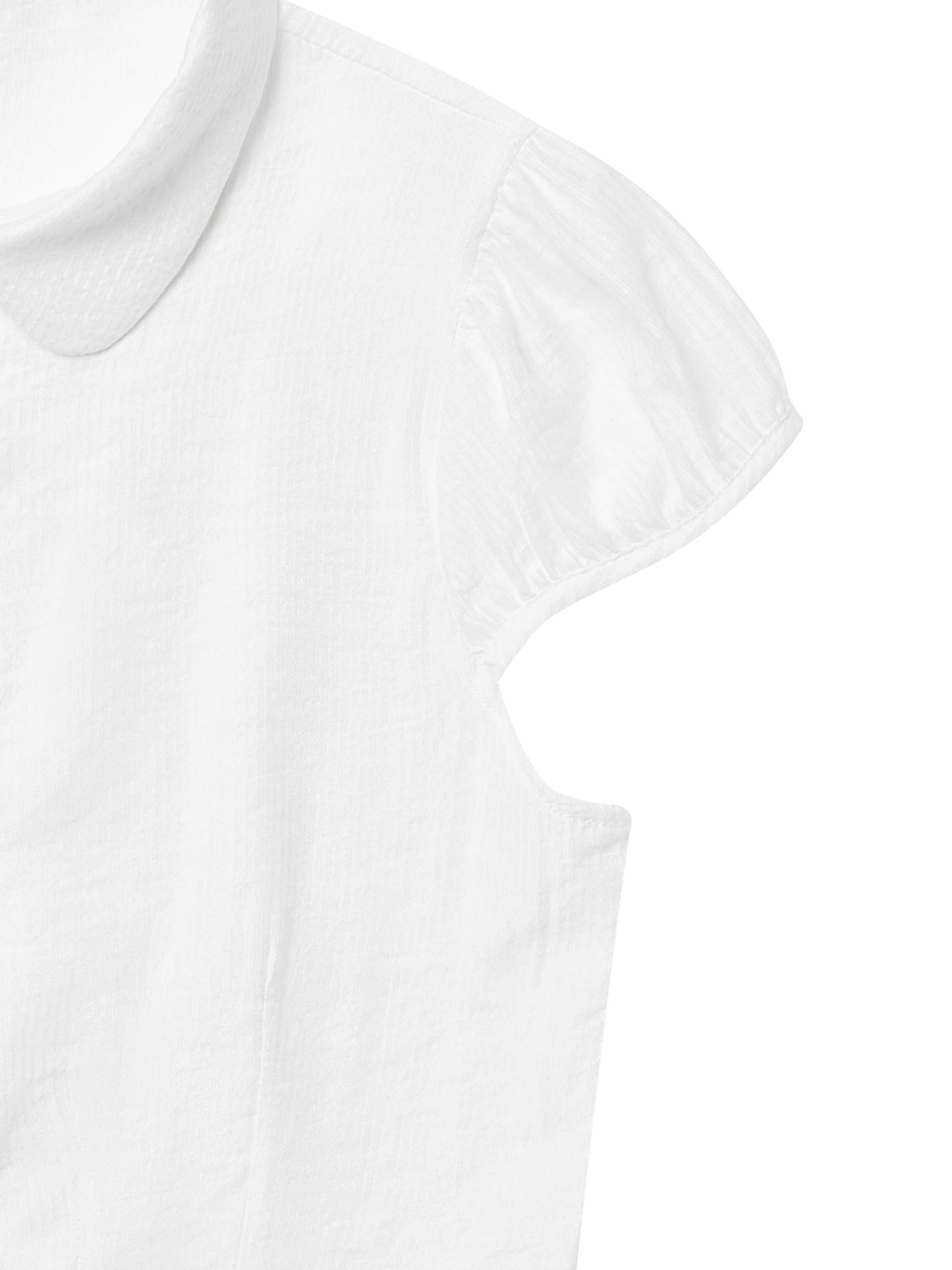 Metal button pleated blouse white
