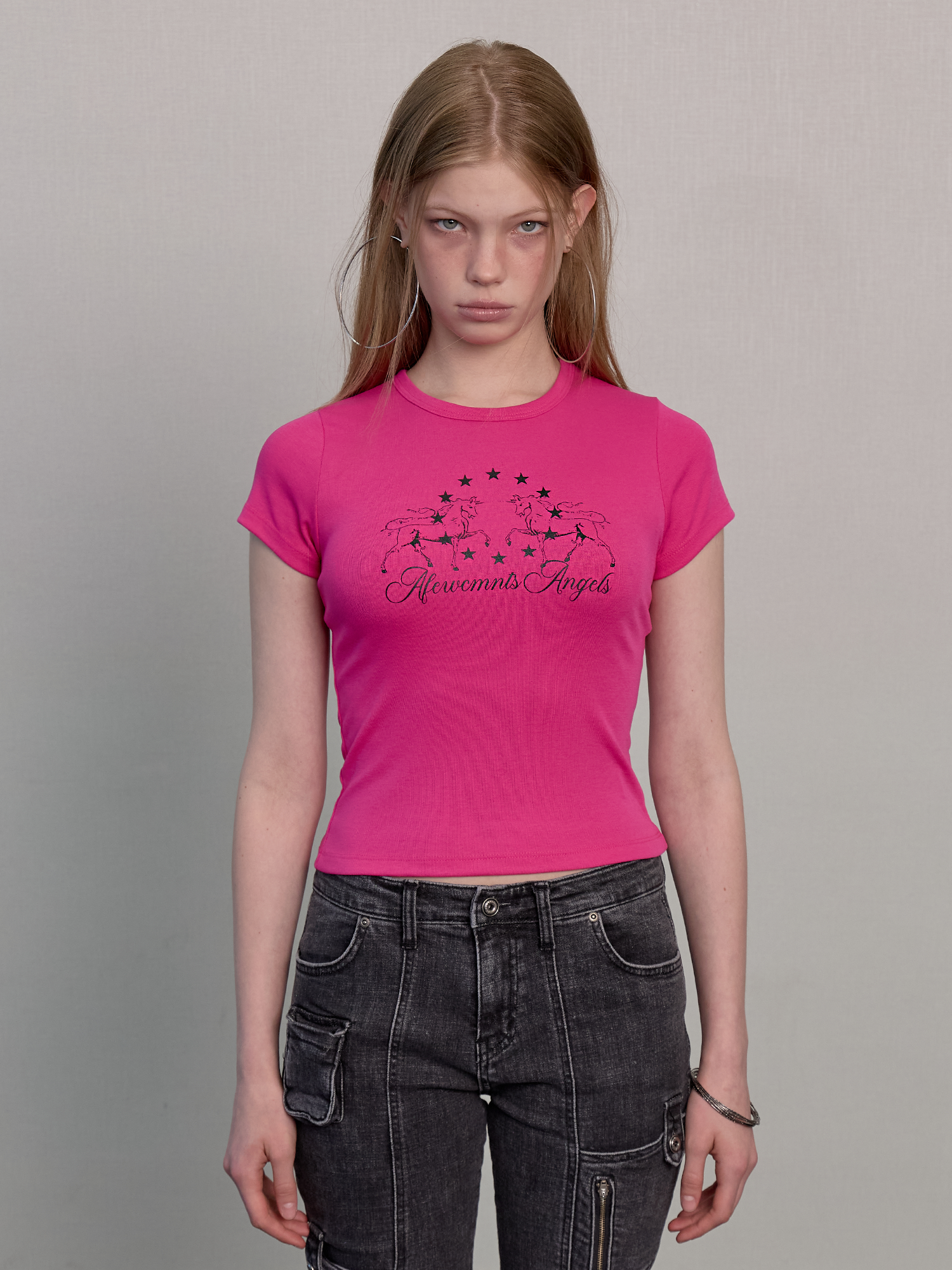 Horse star logo tee hot pink 복제