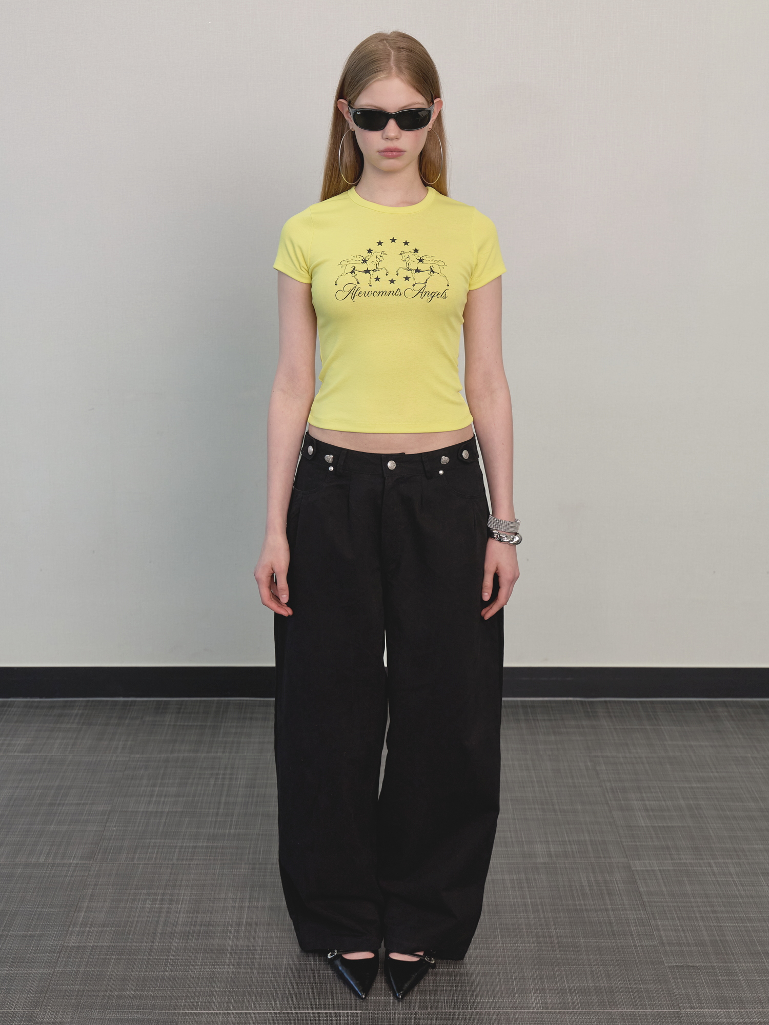 Horse star logo tee lemon yellow