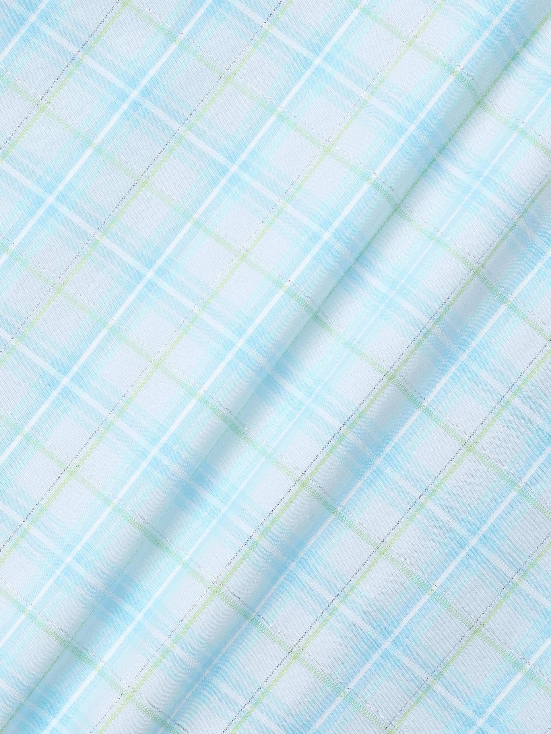 Open collared glow check shirt blue