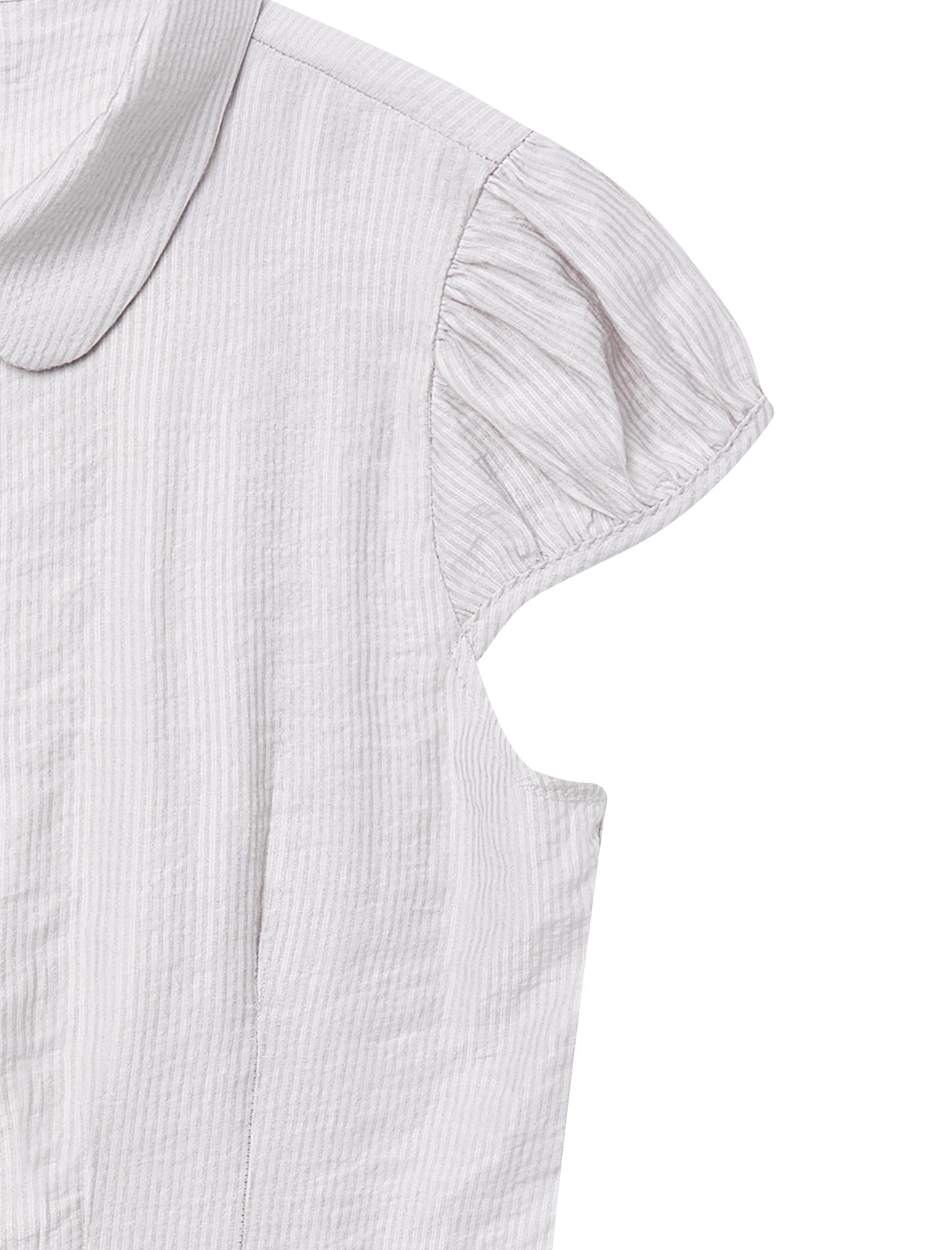 Metal button pleated blouse beige