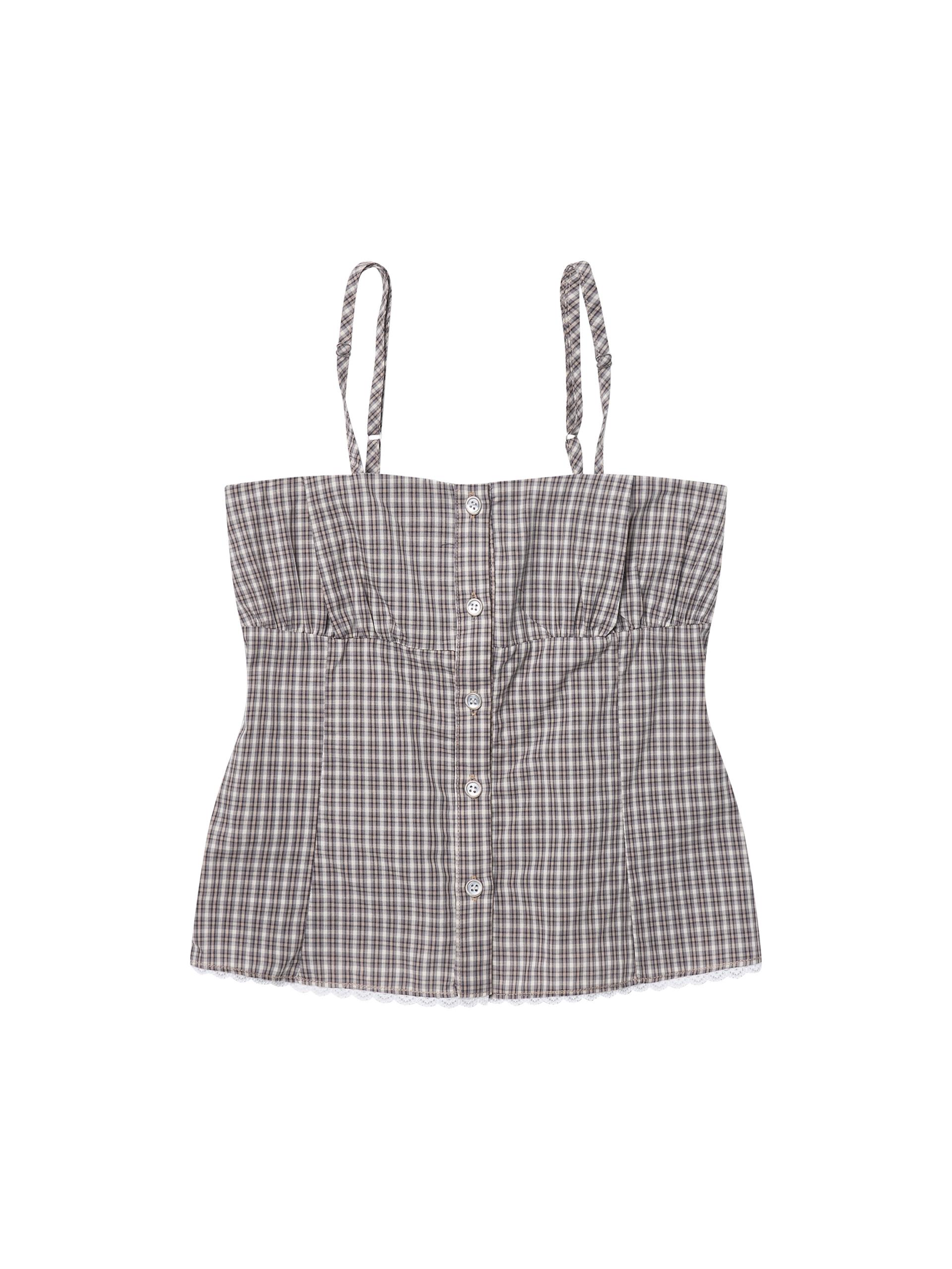 Laced bustier top beige