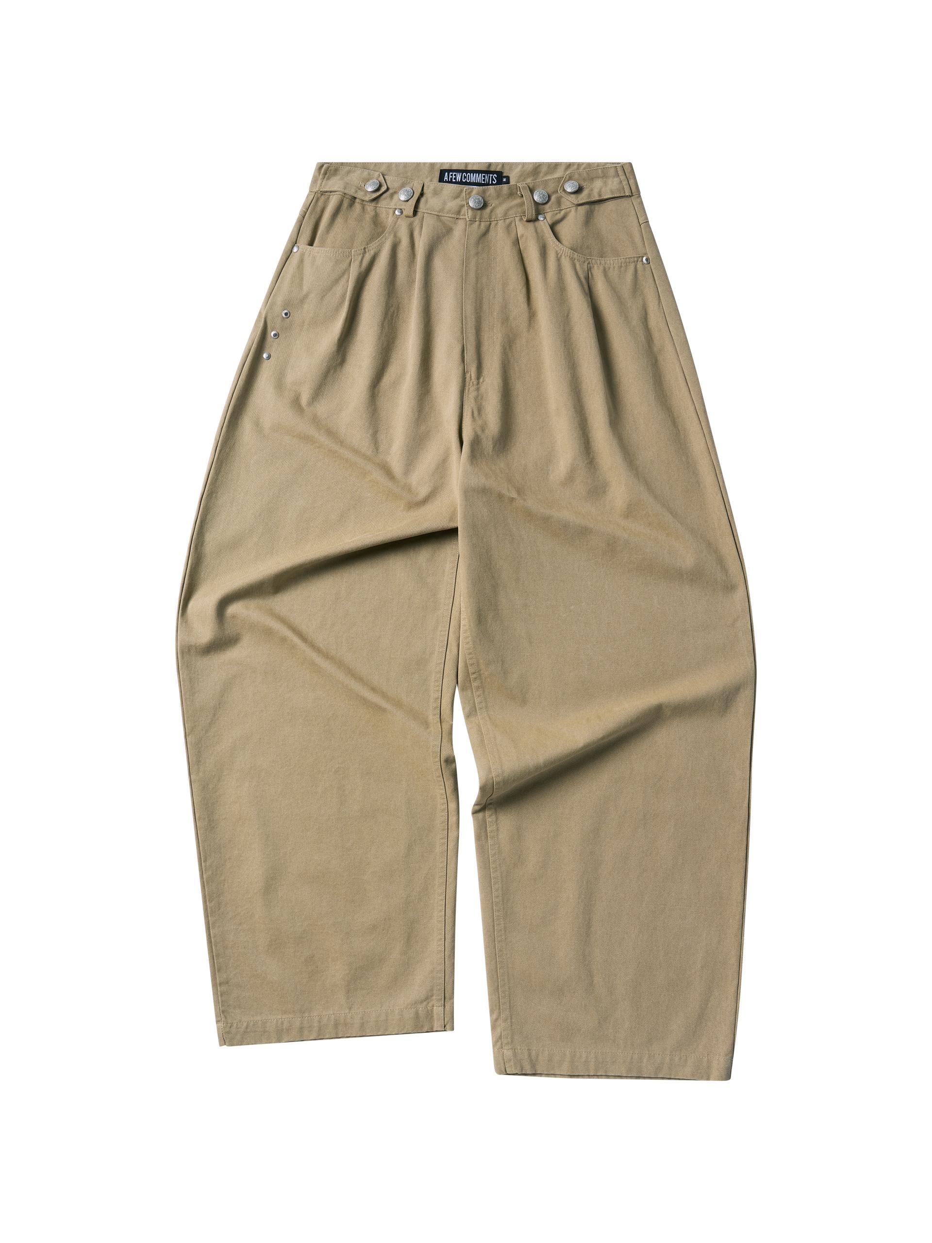 Washed metal button chino pants beige