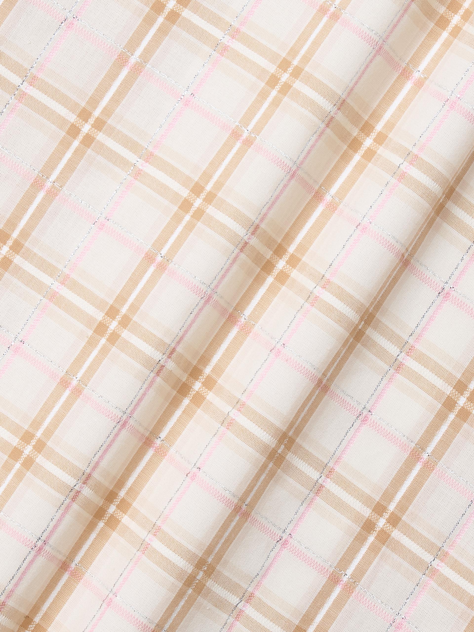 Open collared glow check shirt beige