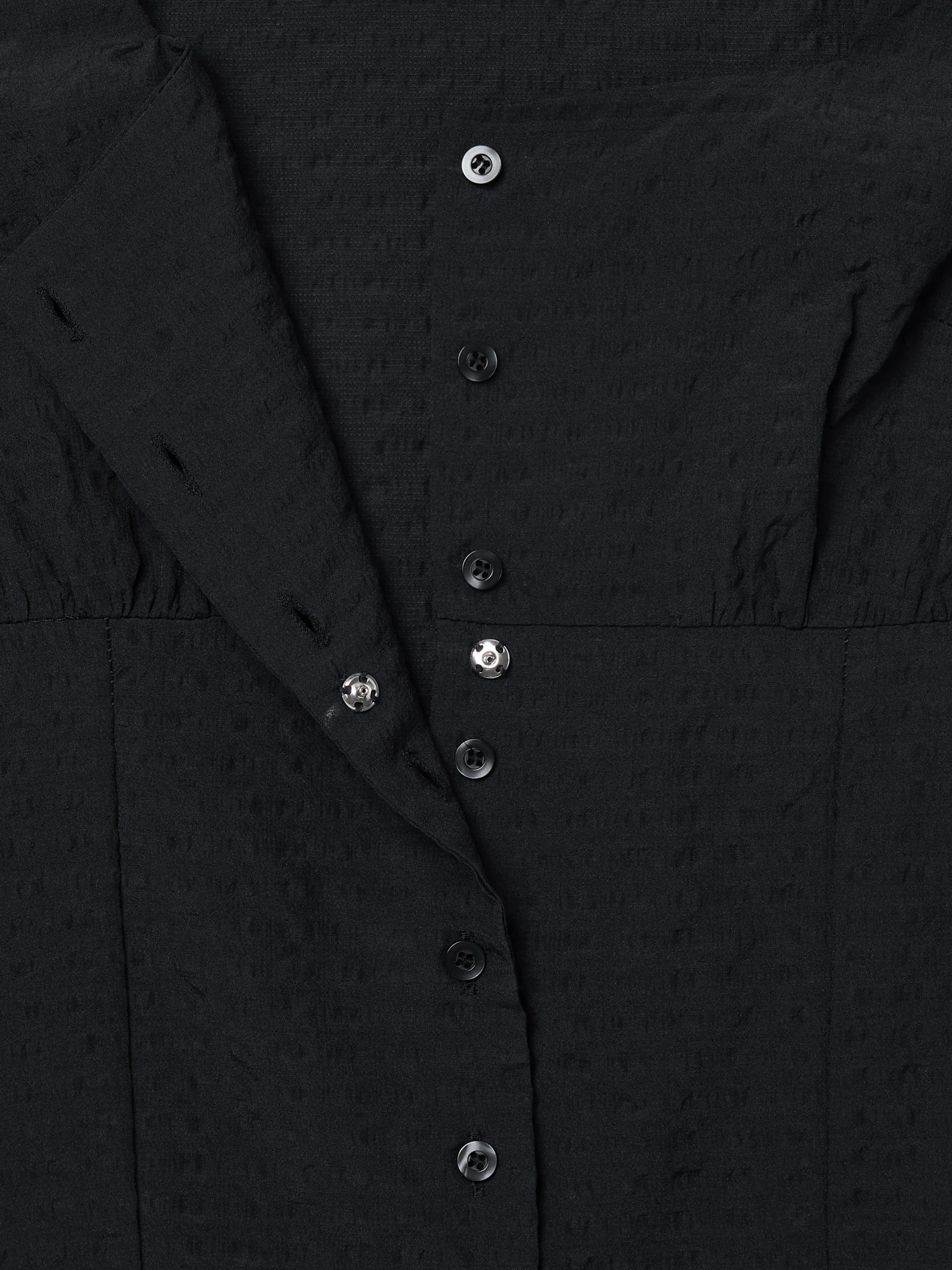 Square neck ruffled blouse navy