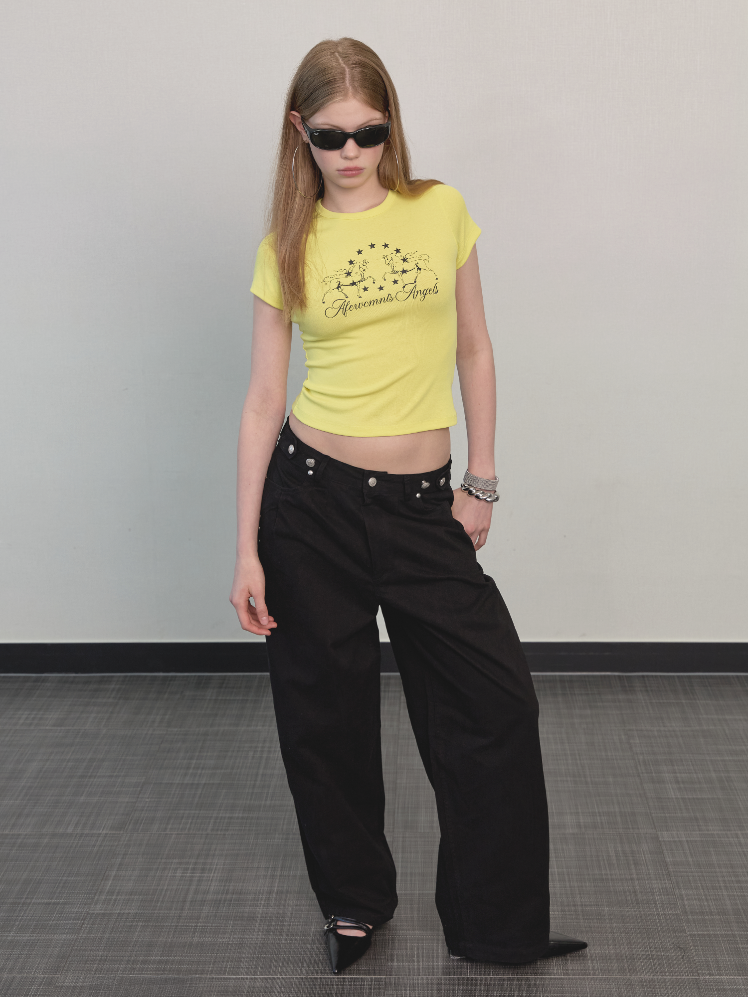 Horse star logo tee lemon yellow
