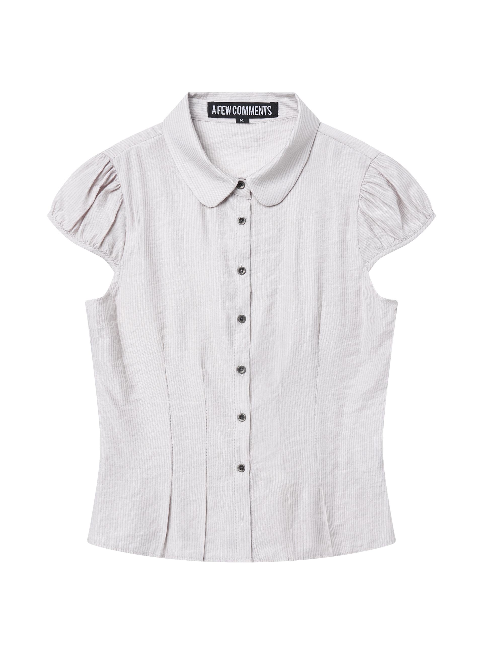 Metal button pleated blouse beige