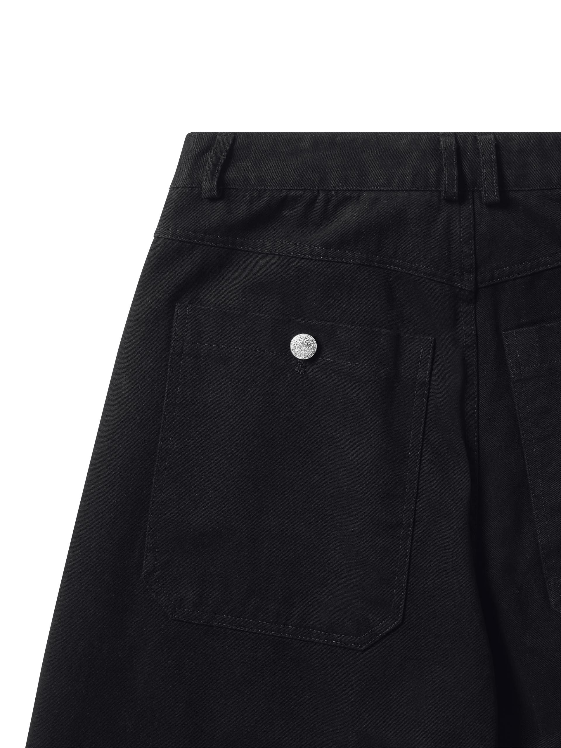 Washed metal button chino pants black