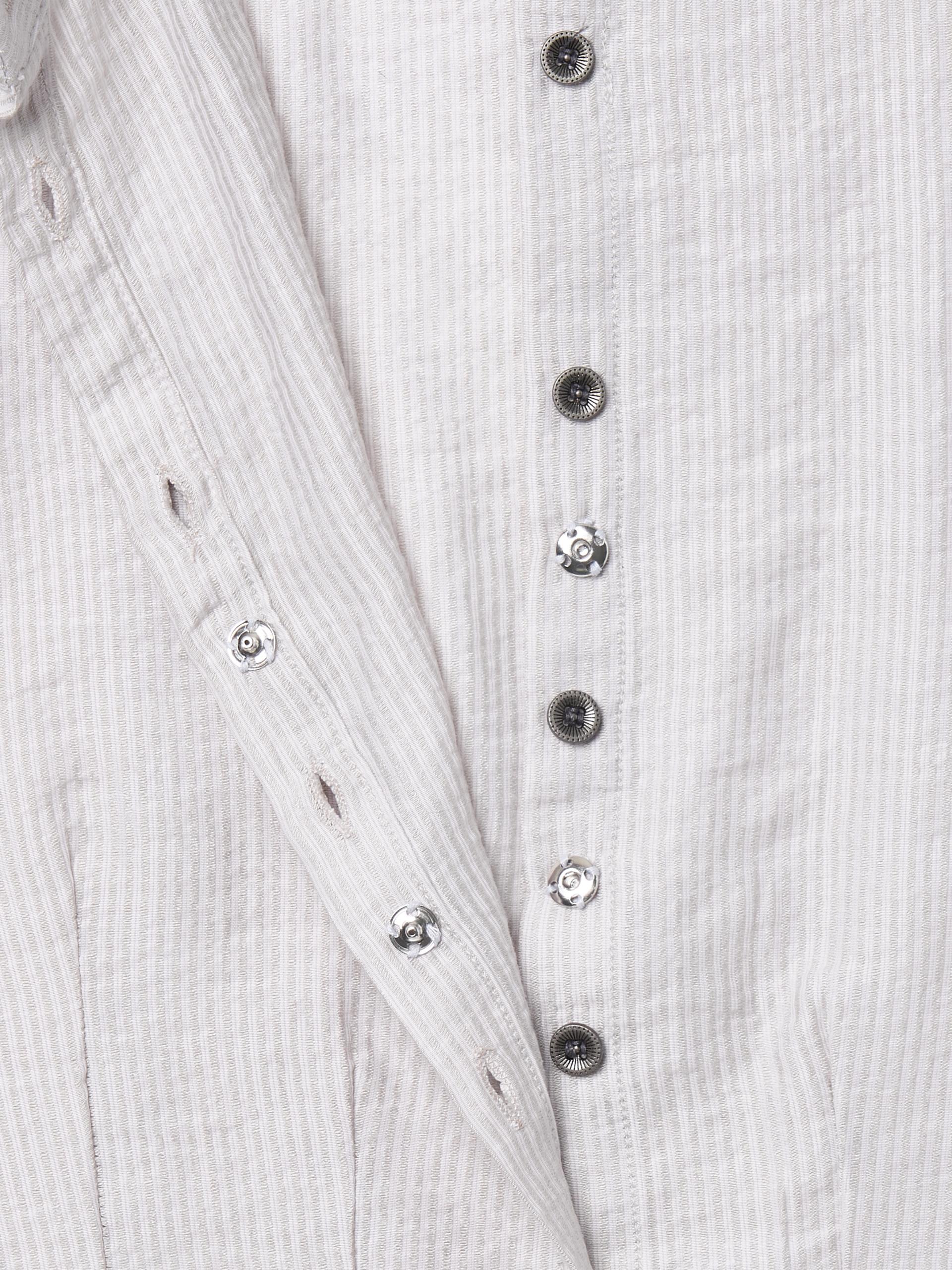 Metal button pleated blouse beige