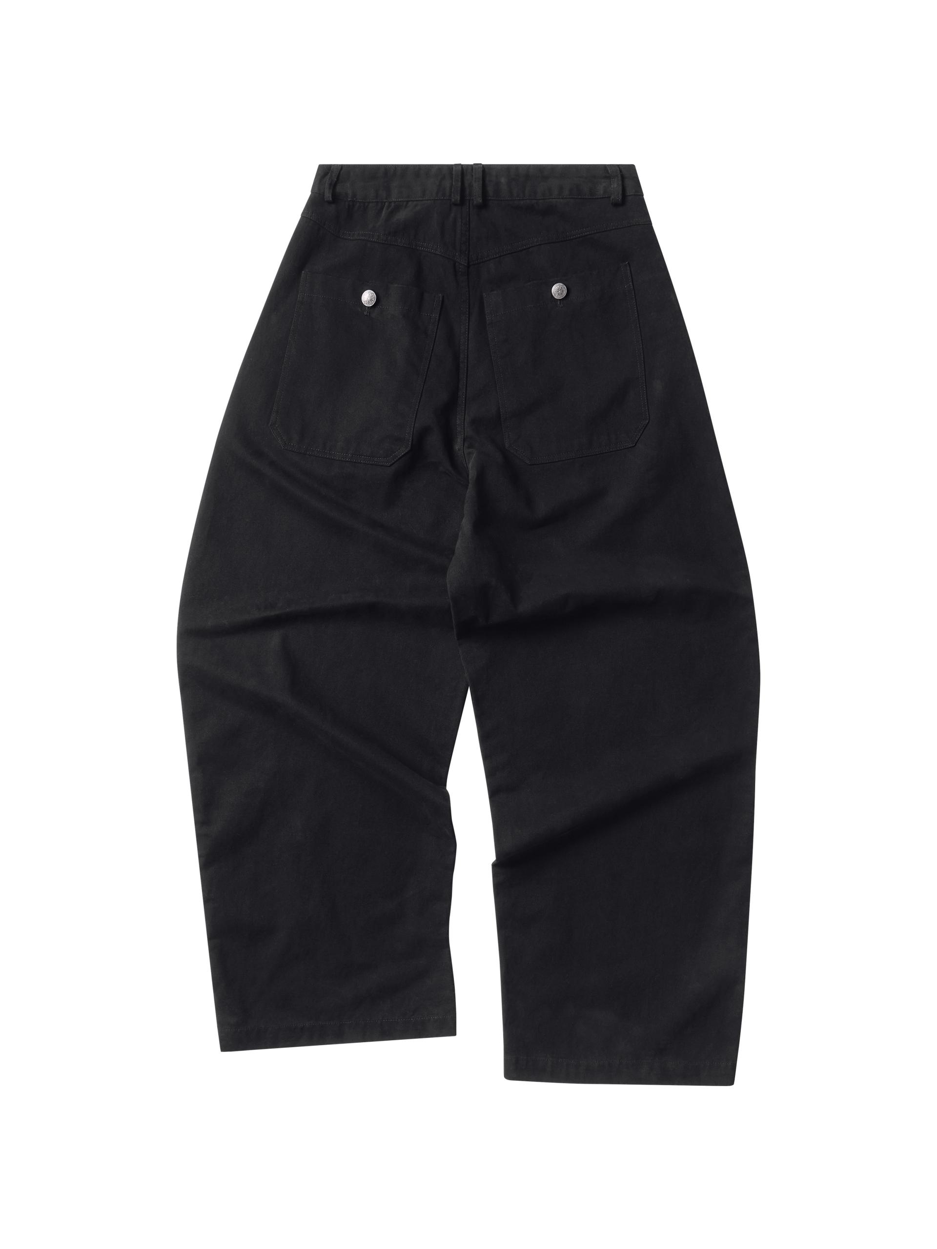Washed metal button chino pants black