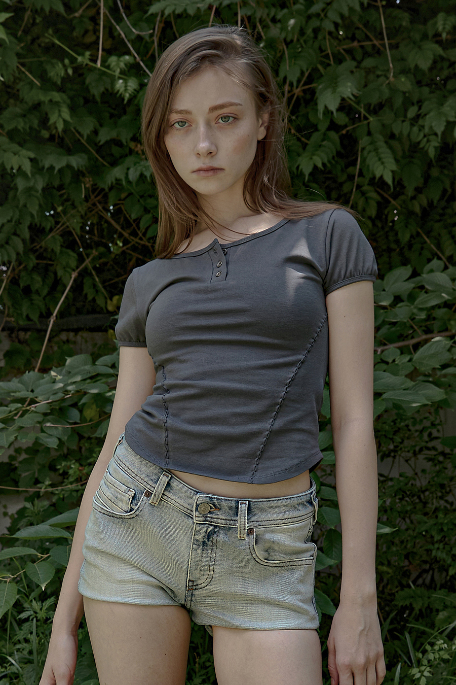 MUSINSA | A FEW COMMENTS Metal Button Smoke Shirring Top