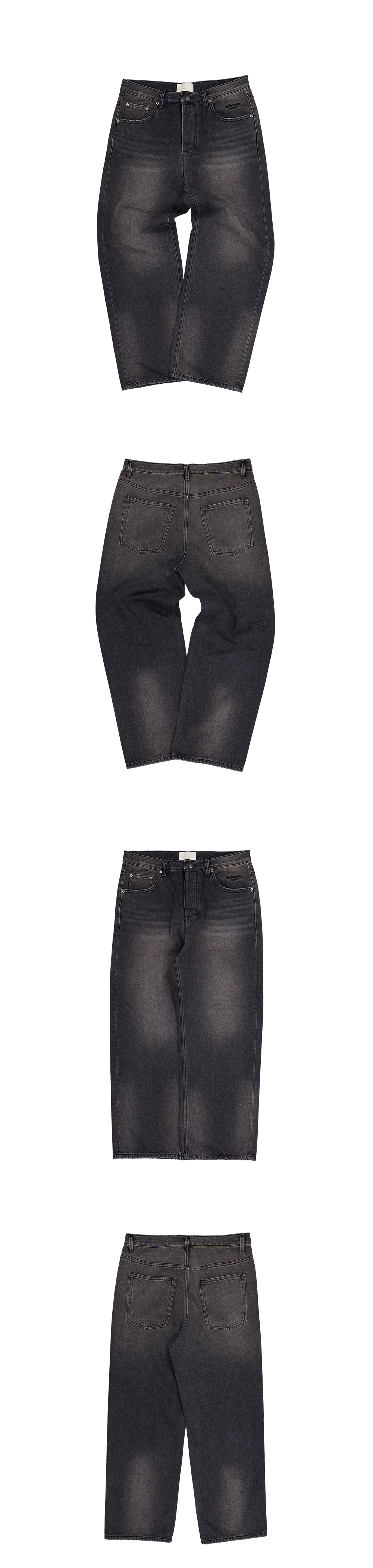 MU.174 Classic Logo Brush Washed Baggy Jeans Washed Black