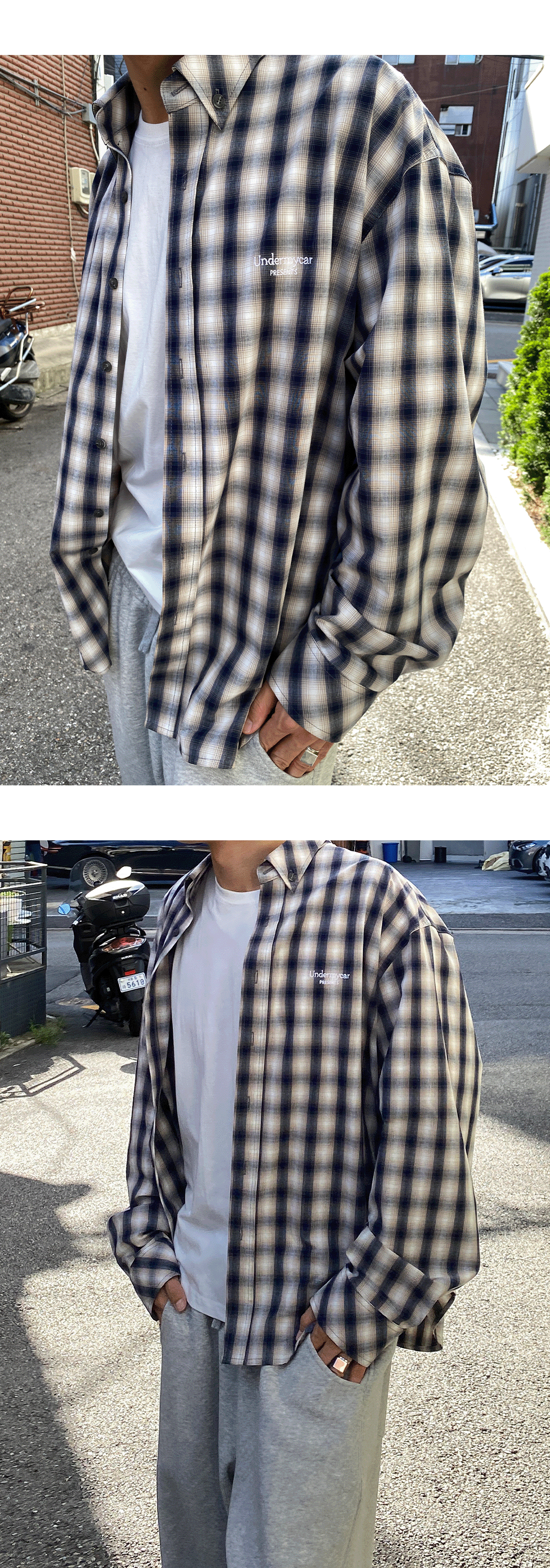 Mu.207 Classic Logo Smoke Check Shirt Navy