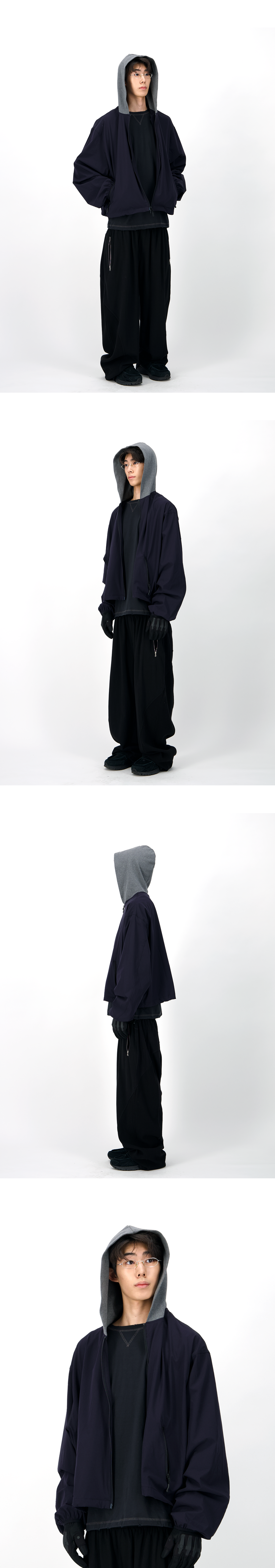 MODULE HOODED NYLON BLOUSON - SALUTE NAVY