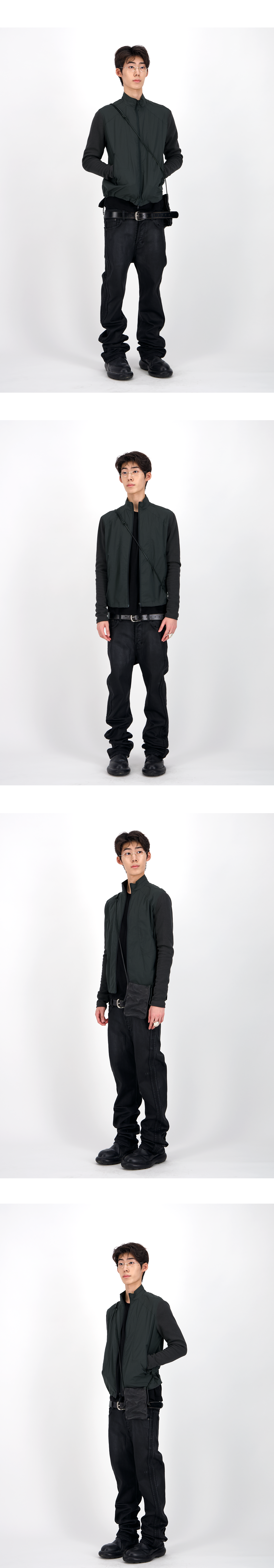 RIB COMBI NYLON JERSEY - DEEP SAGE GRAY