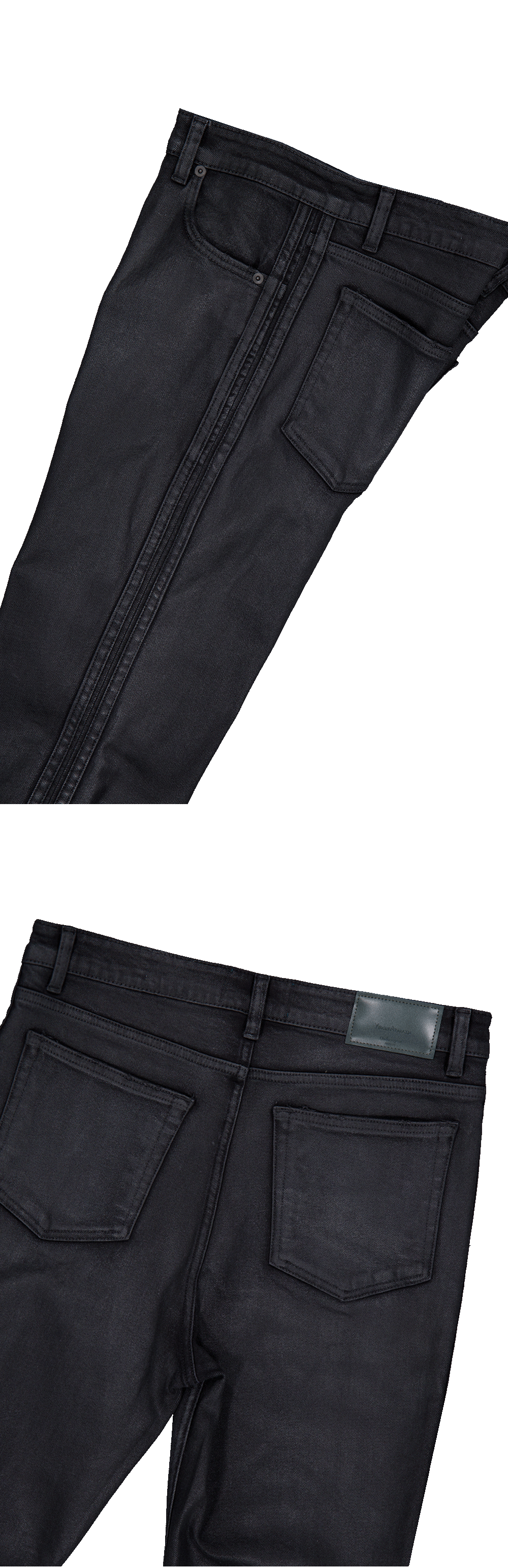 SIDE TRACK COATED BAGGY JEANS - COATED BLACK