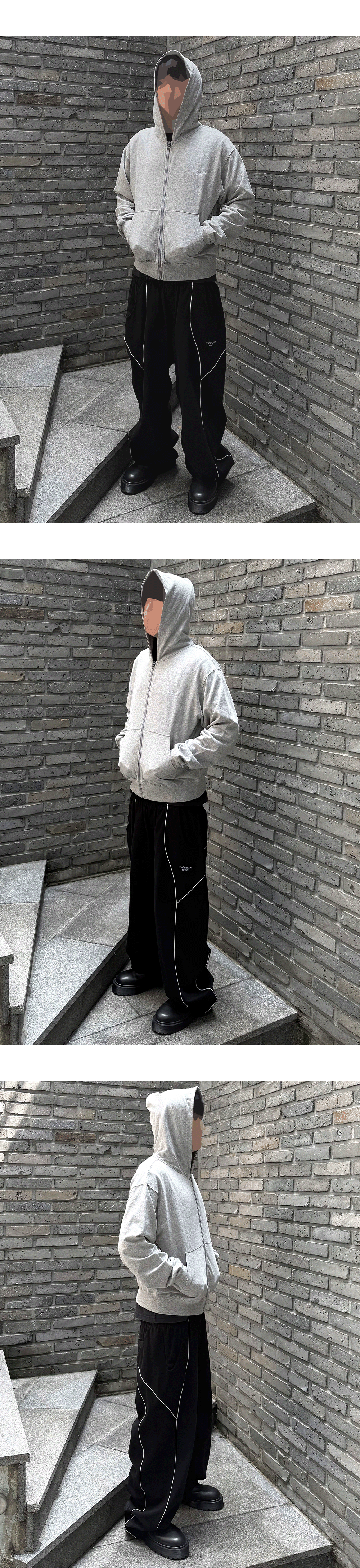 Mu.182 Classic Logo Piping Line Sweat Pants Black