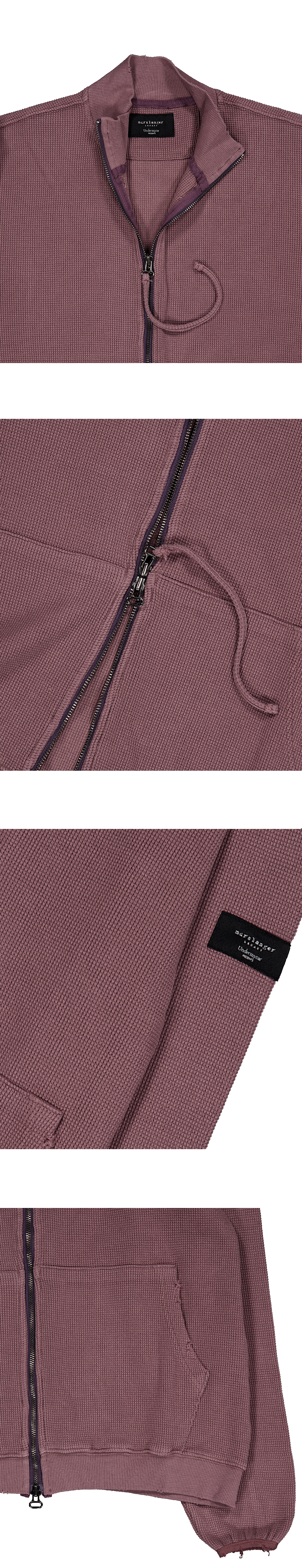 WORN WAFFLE ZIP-UP - DUSTY ROSE