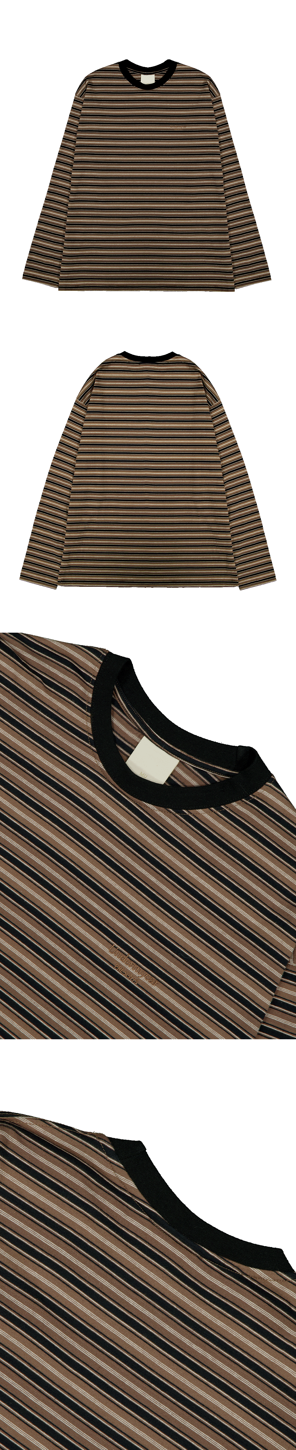 Mu.194 Classic Logo Multi-Border Striped Over Fit Long Sleeve Brown / Black