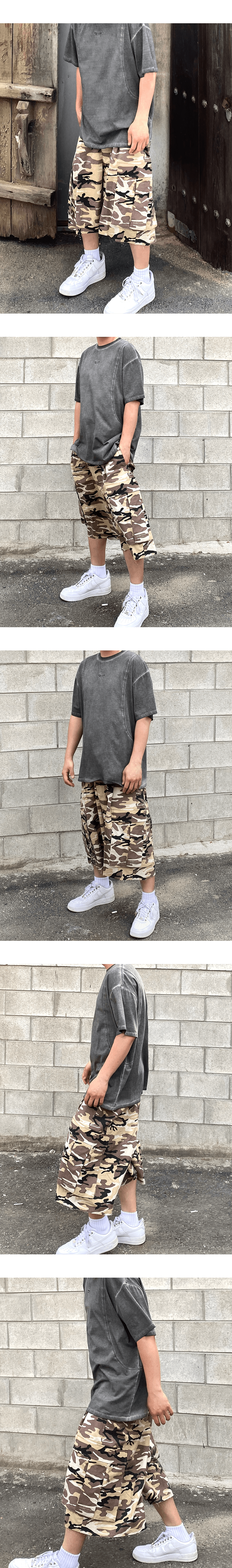 Mu.42 Anti Fxxking Logo Play Geo-Line Pigment T-Shirts Khaki