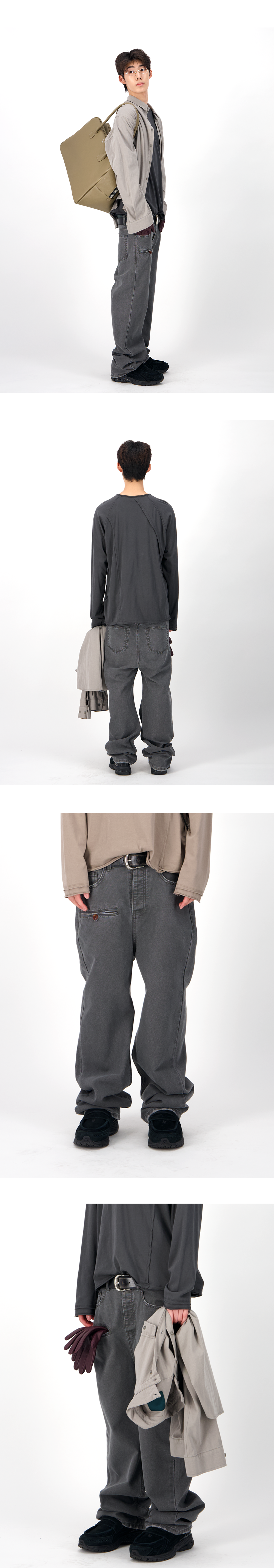 BUTTON THIGH POCKET PANTS - GRANITE GRAY