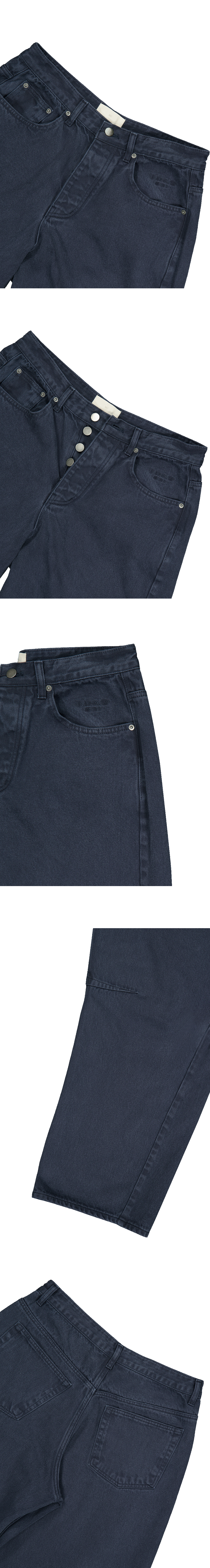 Mu.186 Classic Logo Mono Wide Knee Tuck Pants Navy
