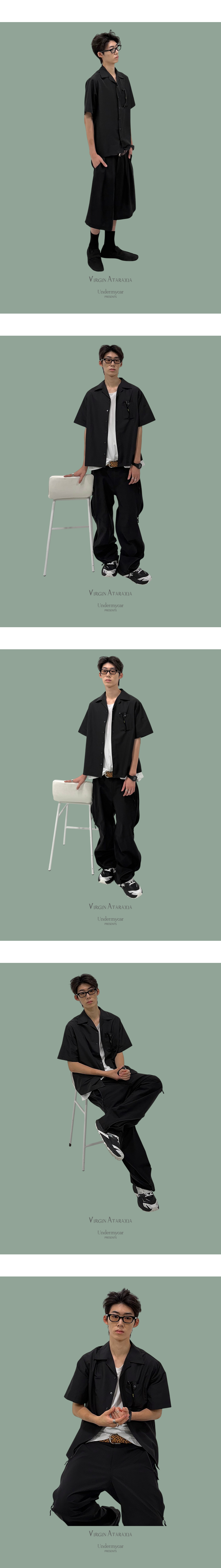 GLIDE OPEN COLLAR SHIRTS - BLACK