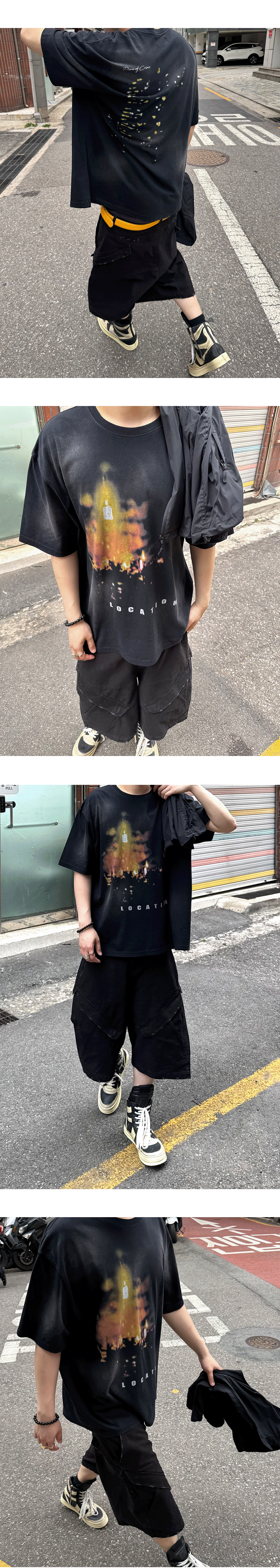 LOCATION VINTAGE WASHED T-SHIRTS - BLACK