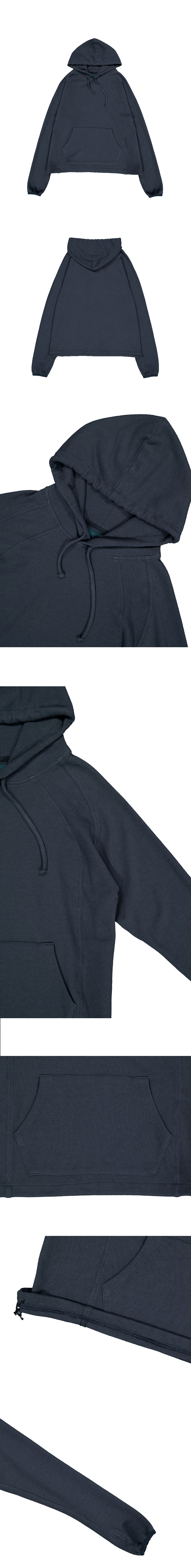 FITTED WAFFLE HOODIE - MIDNIGHT NAVY