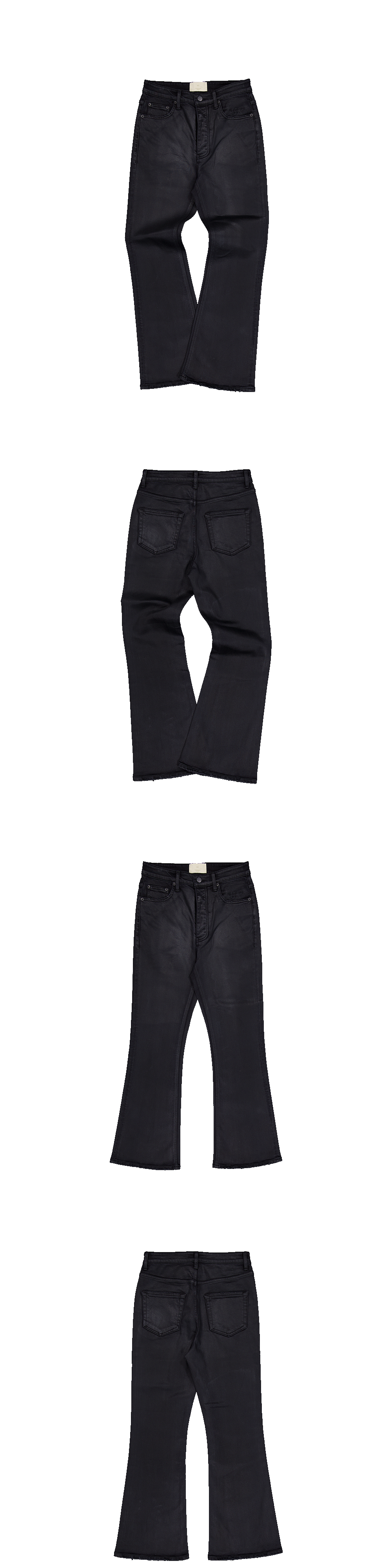 Mu.188 Classic Logo Semi Flare Coated Jeans Black