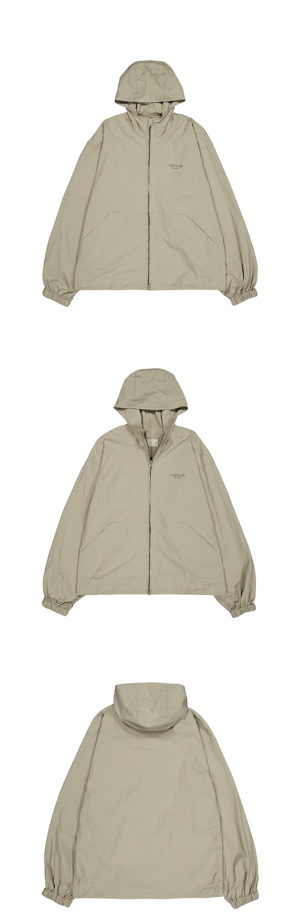 Mu.191 Classic Logo Micro Check Hooded Windbreaker Beige
