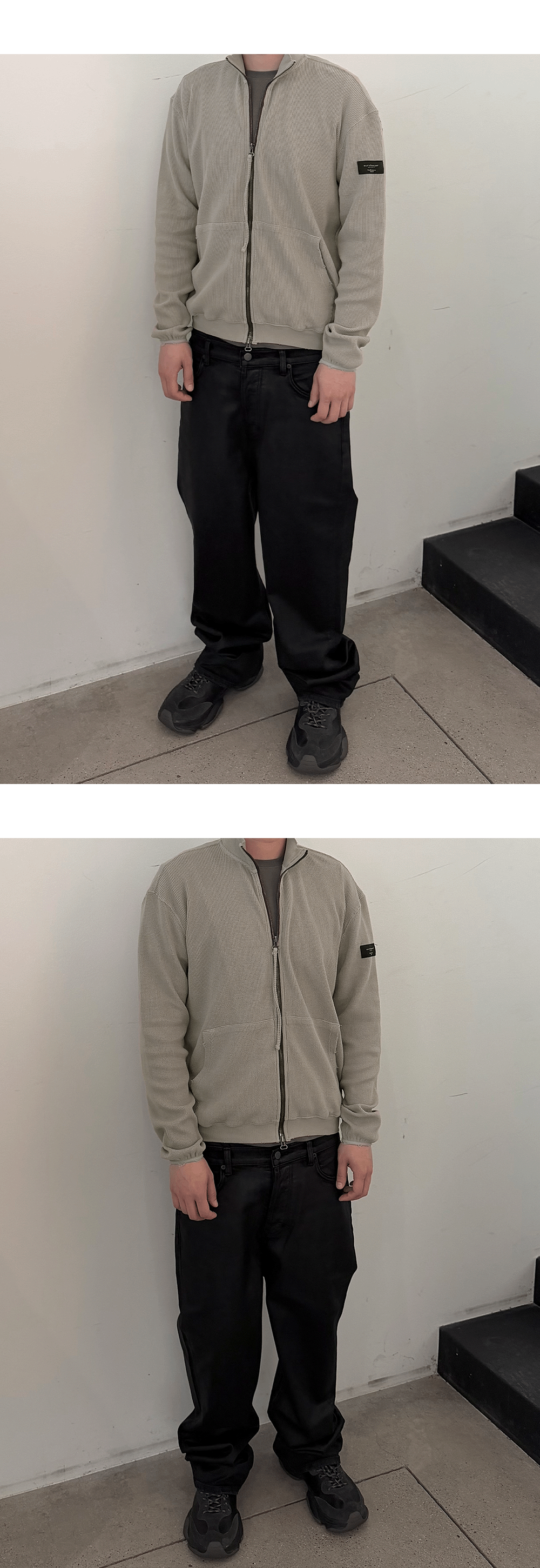 WORN WAFFLE ZIP-UP - OATMEAL