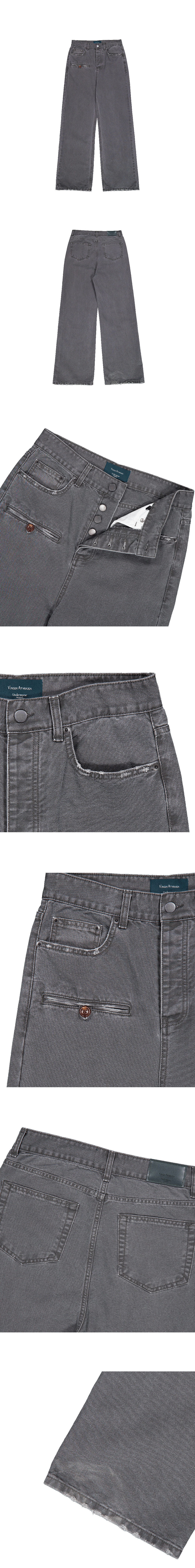 BUTTON THIGH POCKET PANTS - GRANITE GRAY