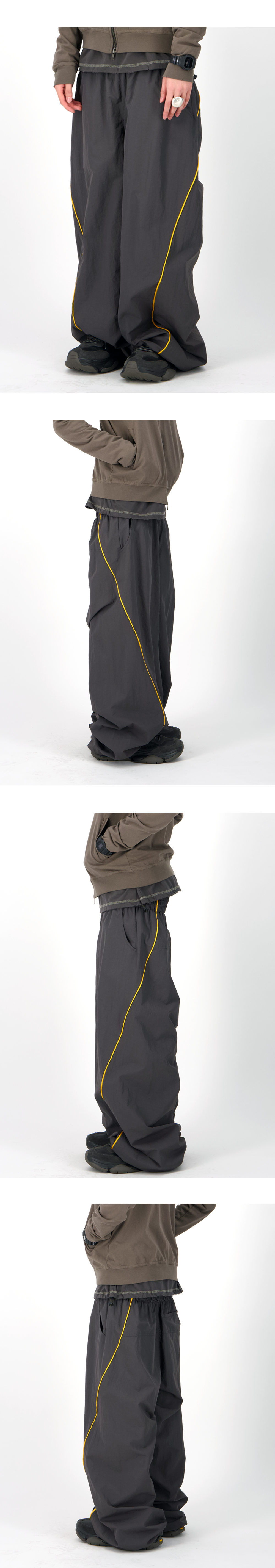 VOLT YELLOW SIDE PANTS - STORM GRAY