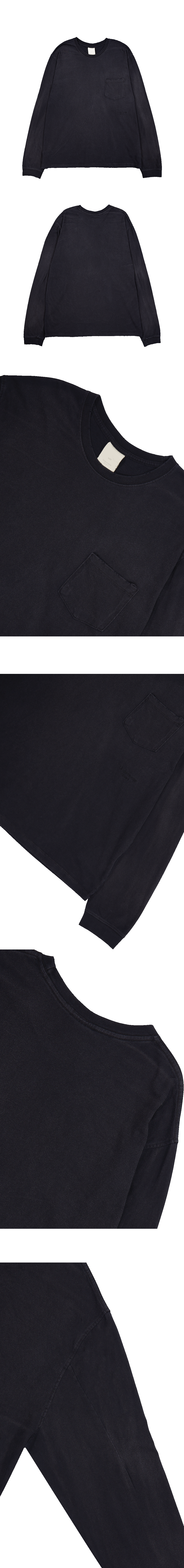 MU.165 Classic Logo Washed Pocket Long Sleeve Black