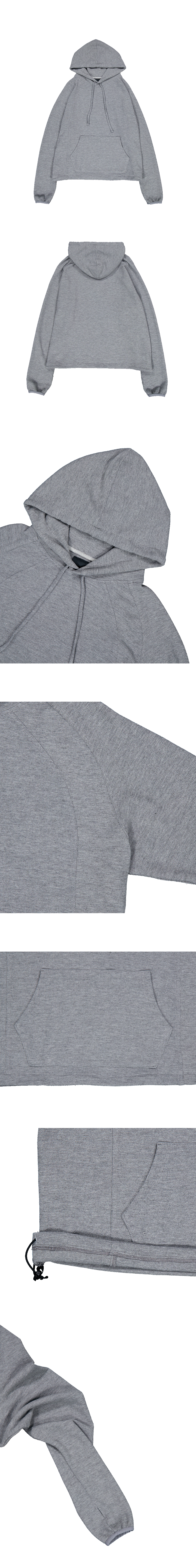FITTED WAFFLE HOODIE - HEATHER GRAY