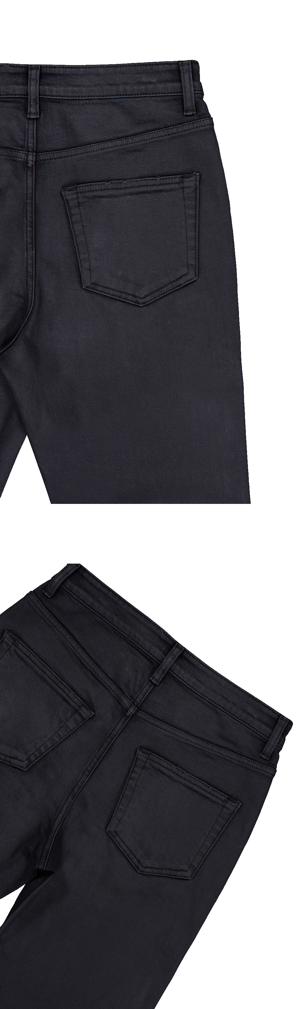 Mu.188 Classic Logo Semi Flare Coated Jeans Black
