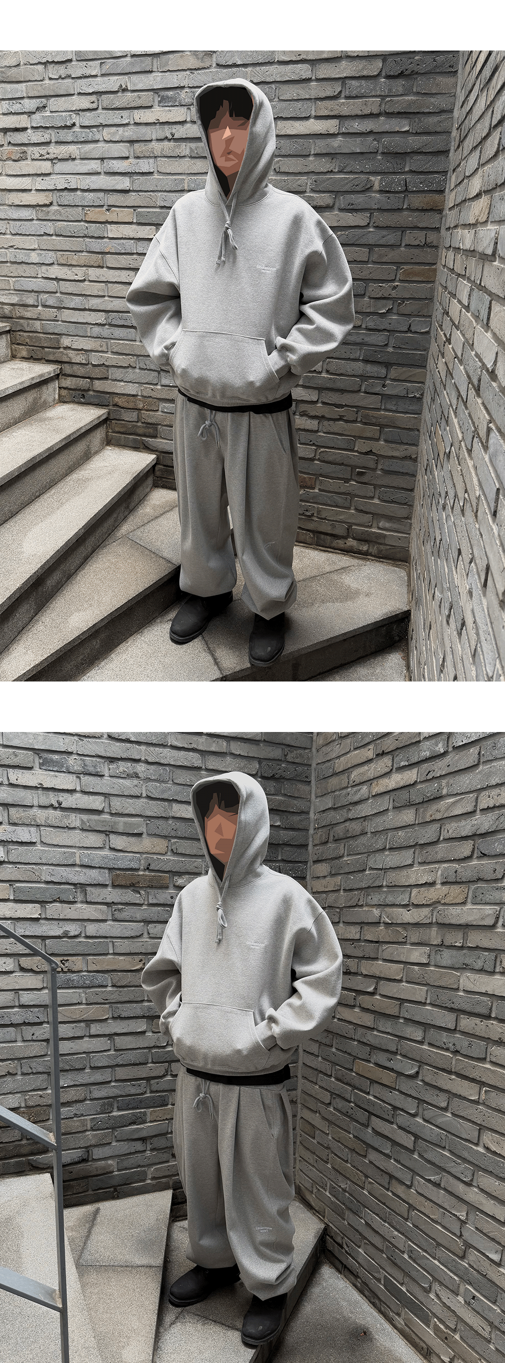 MU.03 Anti Fxxking Logo Play Oversized Sweat Jogger Melange Gray