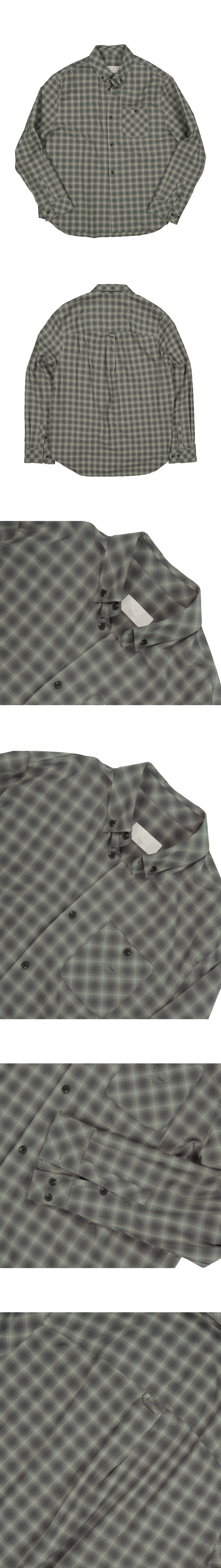 Mu.168 Classic Logo Semi-Regular Fit Pocket Check Shirts Dark Beige