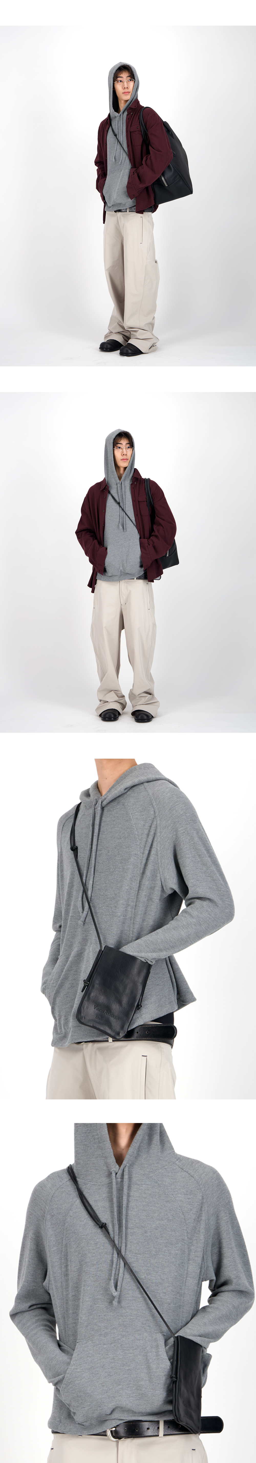 FITTED WAFFLE HOODIE - HEATHER GRAY